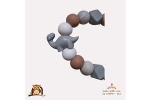 noekies Speenkoord Dino grijs beige wit nr 19