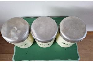 Koffie,thee en suiker emaille bussen