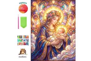 nr 66 Diamond painting moeder kind duiven 50x40cm (vierkant)