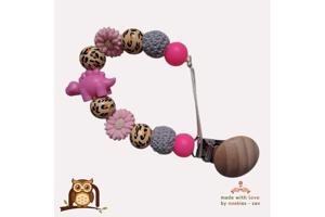 nr 32 noekies speenkoord dino panterprint roze