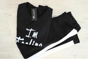 Set joggingbroek + sportshirt, 1 maat (34/40) zwart (nieuw)