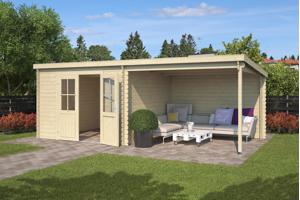 Blokhut met overkapping Orlando 581x292 Onbehandeld vuren