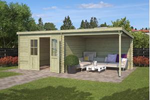 Blokhut met overkapping Orlando 581x292 Onbehandeld vuren