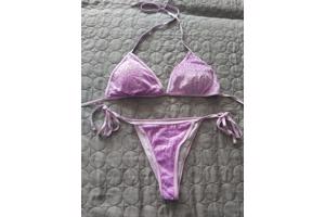 2 delige glitter bikini lilapaars L