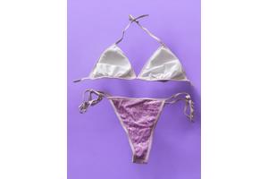 2 delige glitter bikini lilapaars L