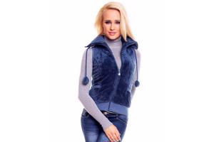 Fleece vest - bodywarmer, middelblauw, maat XS (nieuw)