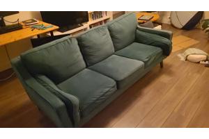 Groene suede bank 3 personen