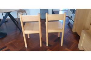 2 originele schilte schoolstoelen 46cm hoog