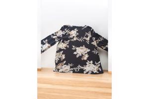 Luchtig shirt bloemen zwart creme L