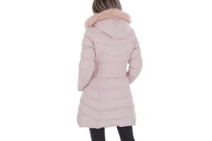 Ature winterjas roze goud met roze bontkraag S met mankement