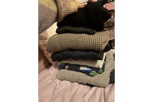 Veel shirts, truien, broeken en blouses