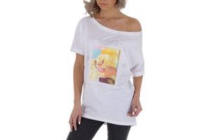 Glo-story t-shirt 1995 wit glamour glitter one size