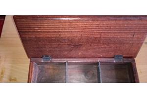 Houten opbergdoos met leder