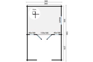 Blokhut - Tuinhuis Sanstrov | 44 mm | vuren onbehandeld