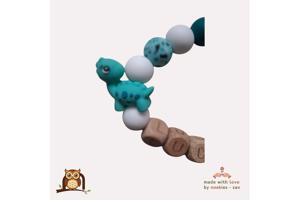 noekies naam speenkoord dino turquoise wit nr 14