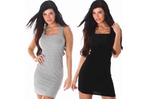 Jurk in ribreliëf, grijs maat S of  zwart maat M (nieuw)