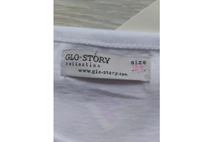 Glo-Story t-shirt gezichtje met gekleurde haren wit 158
