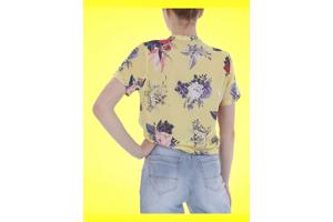 Metrofive bloemen shirt vhals geel XXL/44