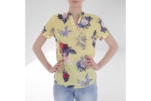 Metrofive bloemen shirt vhals geel XXL/44