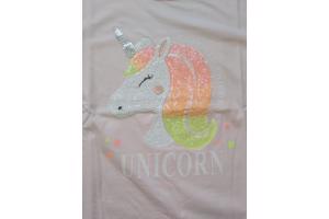 Glo-story t-shirt licht roze unicorn glitter lovers 164
