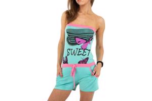 Playsuit offshoulder glitter groen XL