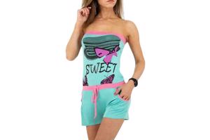 Playsuit offshoulder glitter groen XL