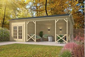 Tuinhuis-Blokhut Kukka met overkapping: 700 x 350 x 279(h) c