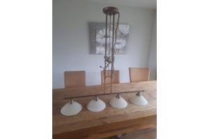 Hanglamp met 4 glazen kappen - Bronskleurig