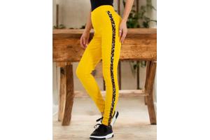 Fashion stevige legging panterprint geel S/M