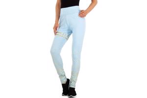 Legging lichtblauw goud glitter S/M