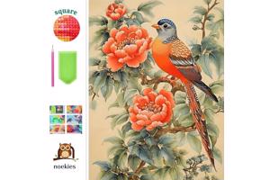 nr 6 Diamond Painting vogel op tak 50x40cm (vierkant)