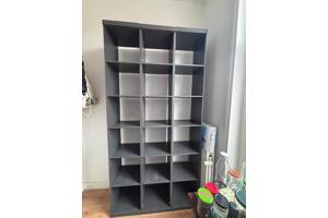 3x Boekenkast/Opbergkast - Grijs - per stuk 225x38x35 cm