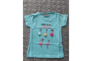 Glo-Story t-shirt flamingo's turquoise 98