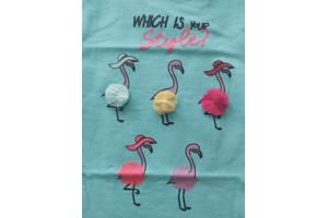 Glo-Story t-shirt flamingo's turquoise 98