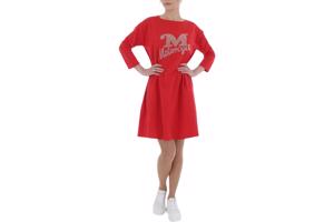 Sweat jurk motorcycle strass steentjes rood XL/XXL