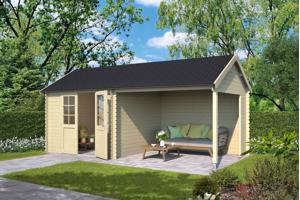 Blokhut met overkapping Fraya 575x275 Onbehandeld vuren