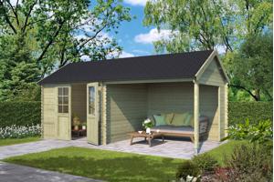 Blokhut met overkapping Fraya 575x275 Onbehandeld vuren