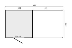 Tuinhuis Kubeline met luifel L280X687 CM