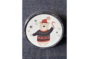Kerstblik 13,5 cm doorsnee trommel beer kerst beertje trui