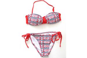 Bikini bandeaumodel, blauw of rood maat 38/M (nieuw)