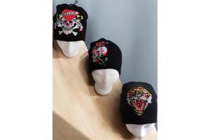 set van 3x glitter skull mutsen