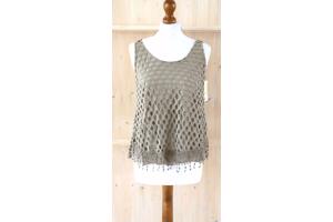 Dubbellaags top, bruin, wit of zwart, 1 maat (36/40) (nieuw)