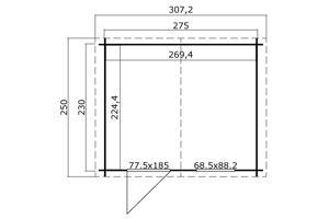 Tuinhuis-Blokhut Nina: 275 x 230 cm