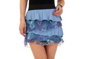 Mini rok met laagjes van kant blauw L/XL