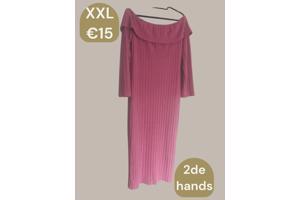 Offshoulder jurk roze xxl