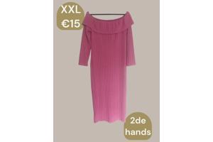 Offshoulder jurk roze xxl