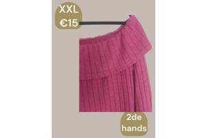 Offshoulder jurk roze xxl