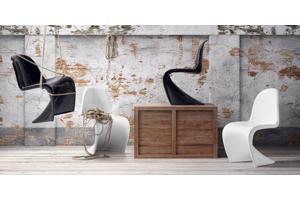 stoel in Panton-stijl, wit en zwart glanzend