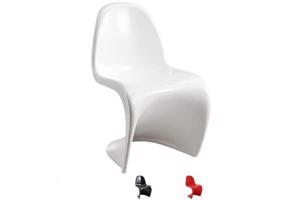 stoel in Panton-stijl, wit en zwart glanzend