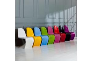 stoel in Panton-stijl, wit en zwart glanzend